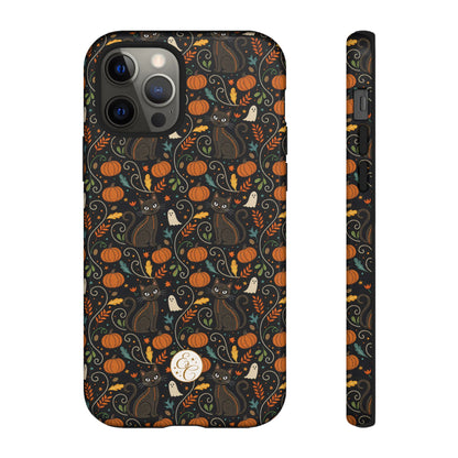 Boho Halloween Black Cat Pattern Tough Phone Case