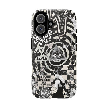 Black and White Psychedelic Art Tough Phone Case