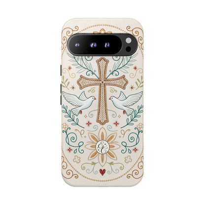 Christian Cross and Doves Tough Phone Case