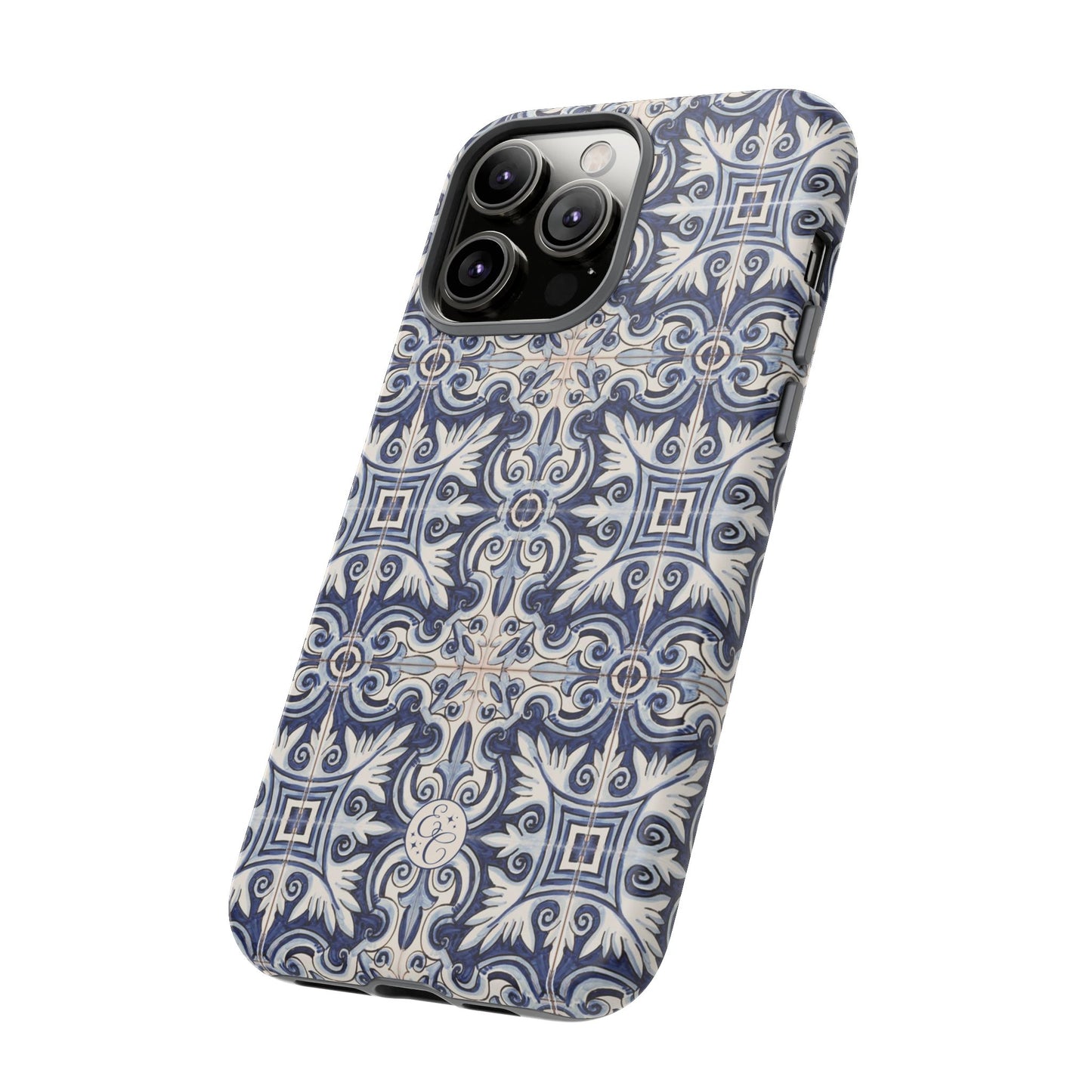 Mediterranean Floral Ceramic Pattern Tough Phone Case