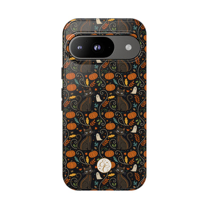 Boho Halloween Black Cat Pattern Tough Phone Case