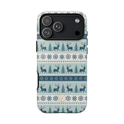 Blue Winter Reindeer Tough Phone Case