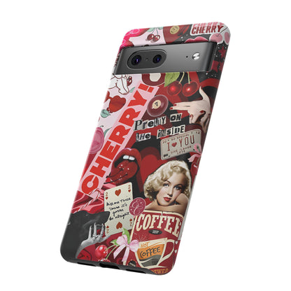 Cherry Theme Retro Collage Tough Phone Case