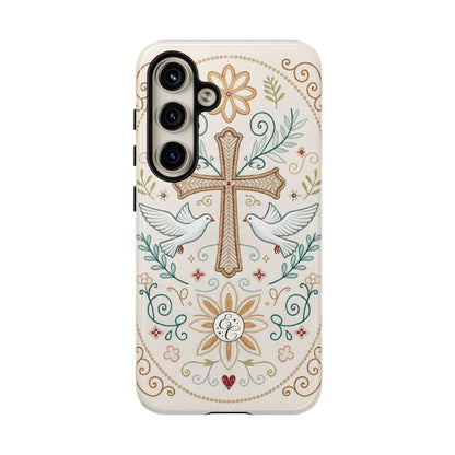 Christian Cross and Doves Tough Phone Case