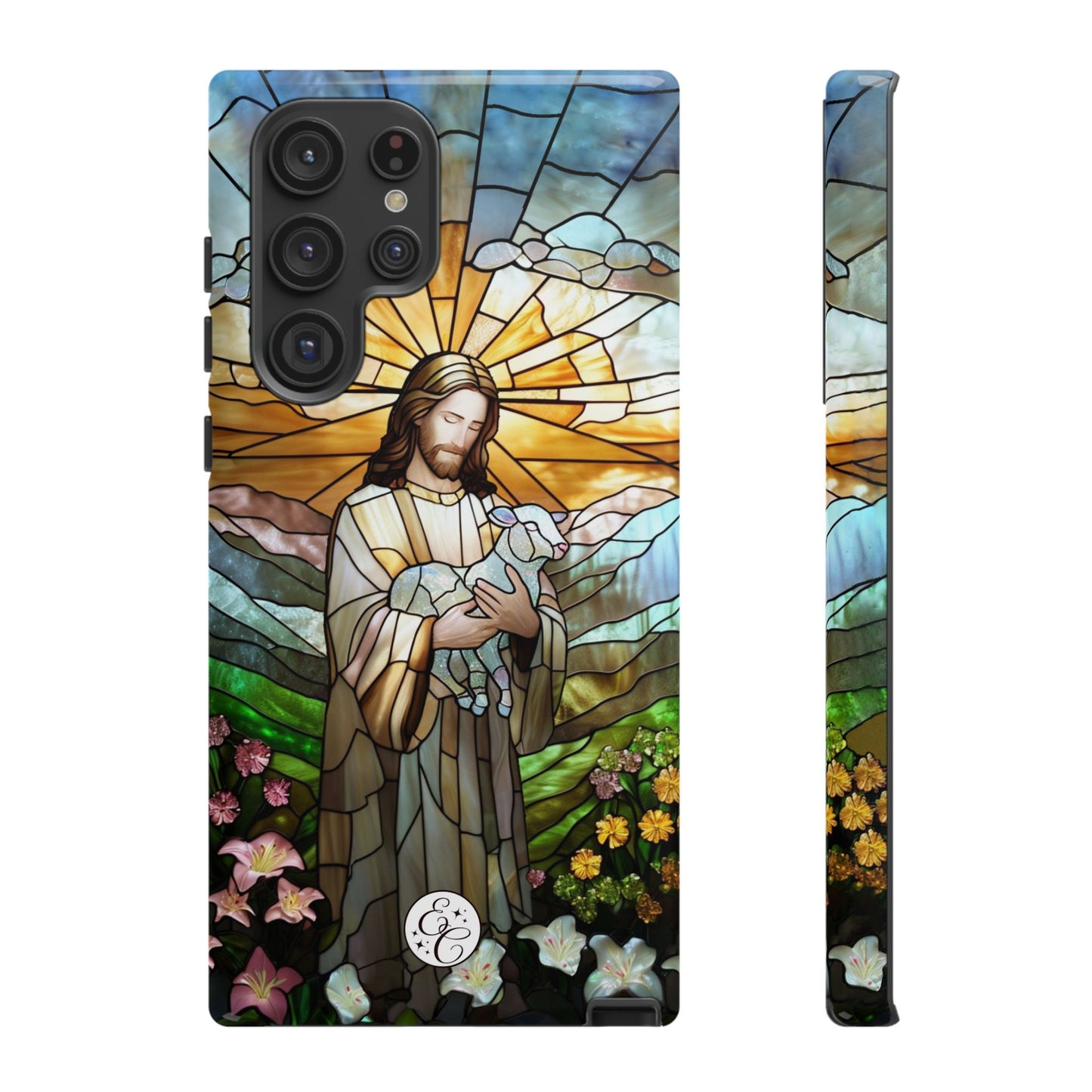 Jesus Holding a Lamb Stained Glass Tough Phone Case