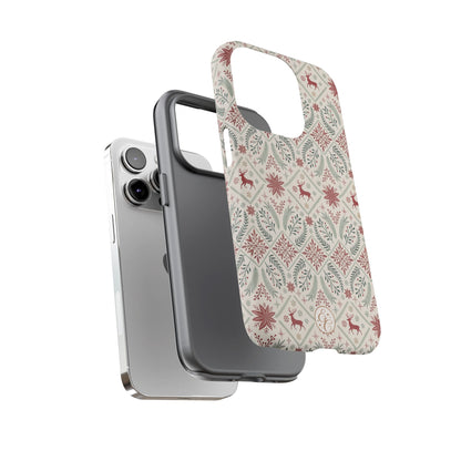 Red Reindeer Christmas Pattern Tough Phone Case