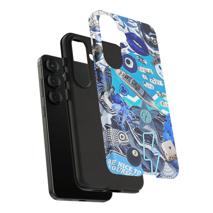 Eclectic Blue Collage Tough Phone Case