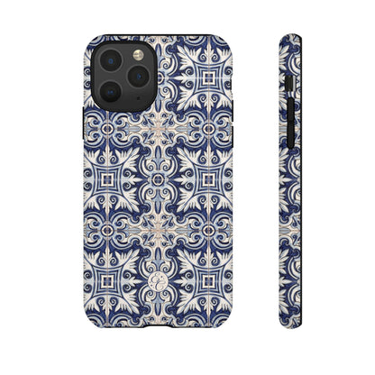 Mediterranean Floral Ceramic Pattern Tough Phone Case