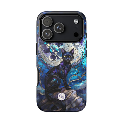 Midnight Cat Stained Glass Halloween Phone Case