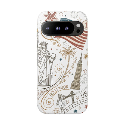 USA Landmarks Boho Doodle Tough Phone Case