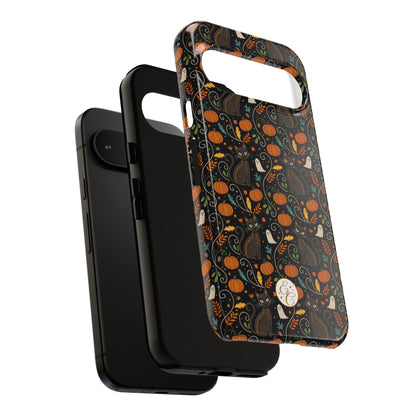 Boho Halloween Black Cat Pattern Tough Phone Case