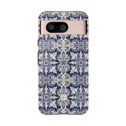 Mediterranean Floral Ceramic Pattern Tough Phone Case