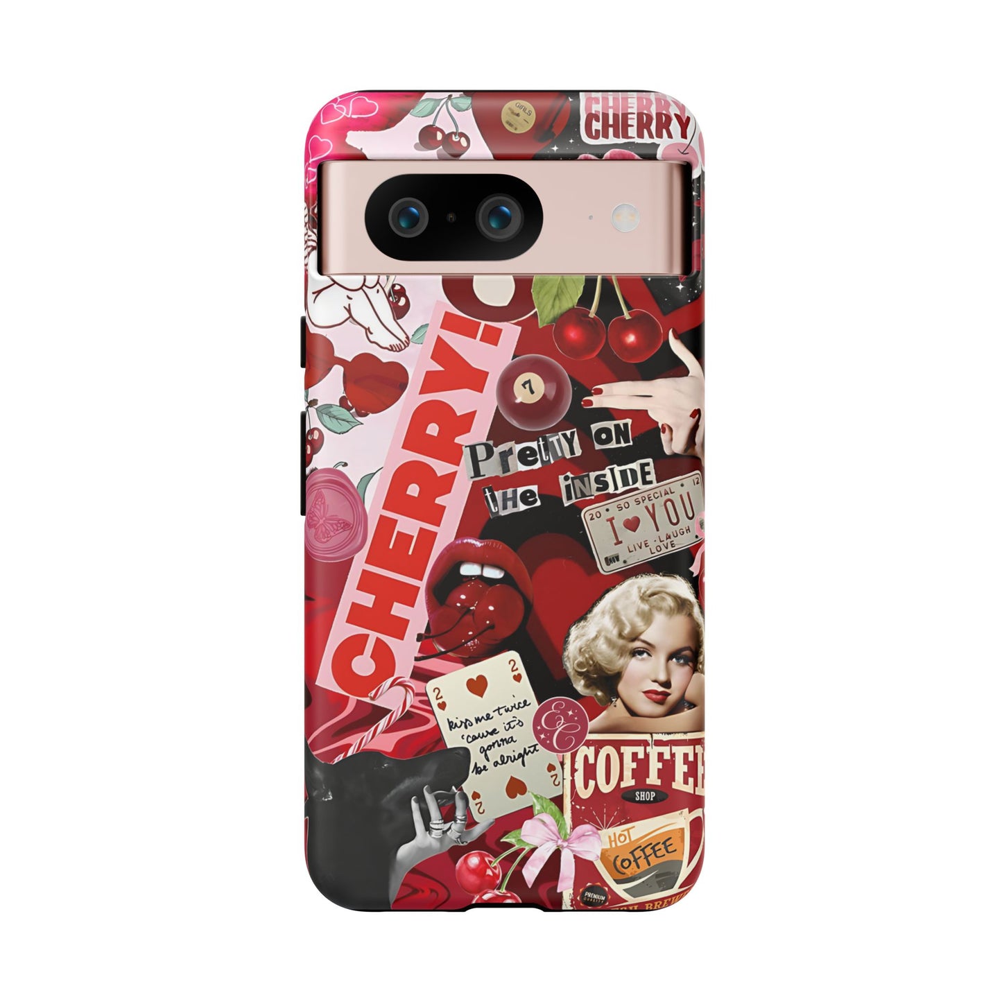 Cherry Theme Retro Collage Tough Phone Case