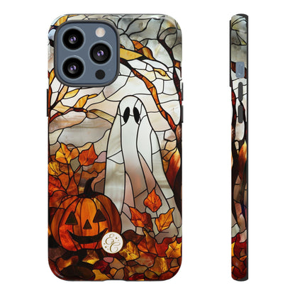 Halloween Ghost & Pumpkin Stained Glass Tough Phone Case