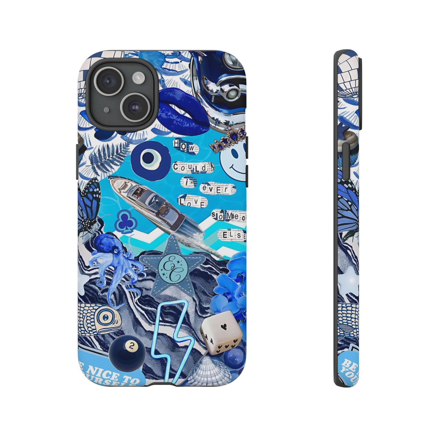 Eclectic Blue Collage Tough Phone Case