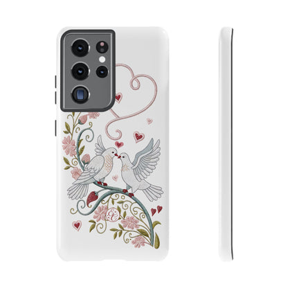 Romantic Love Birds Embroidery Tough Phone Case