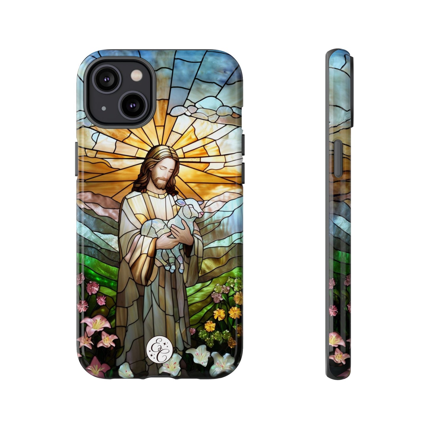 Jesus Holding a Lamb Stained Glass Tough Phone Case
