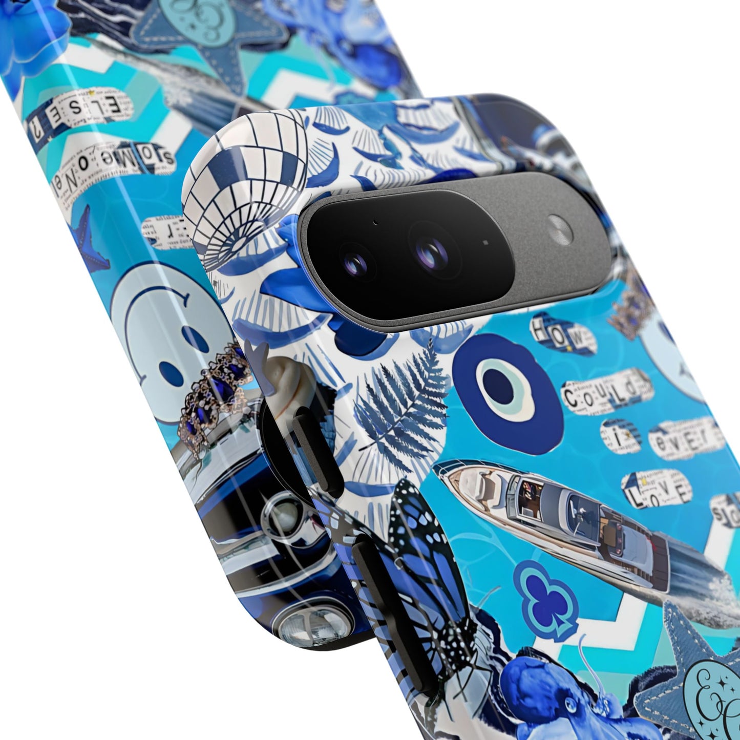 Eclectic Blue Collage Tough Phone Case