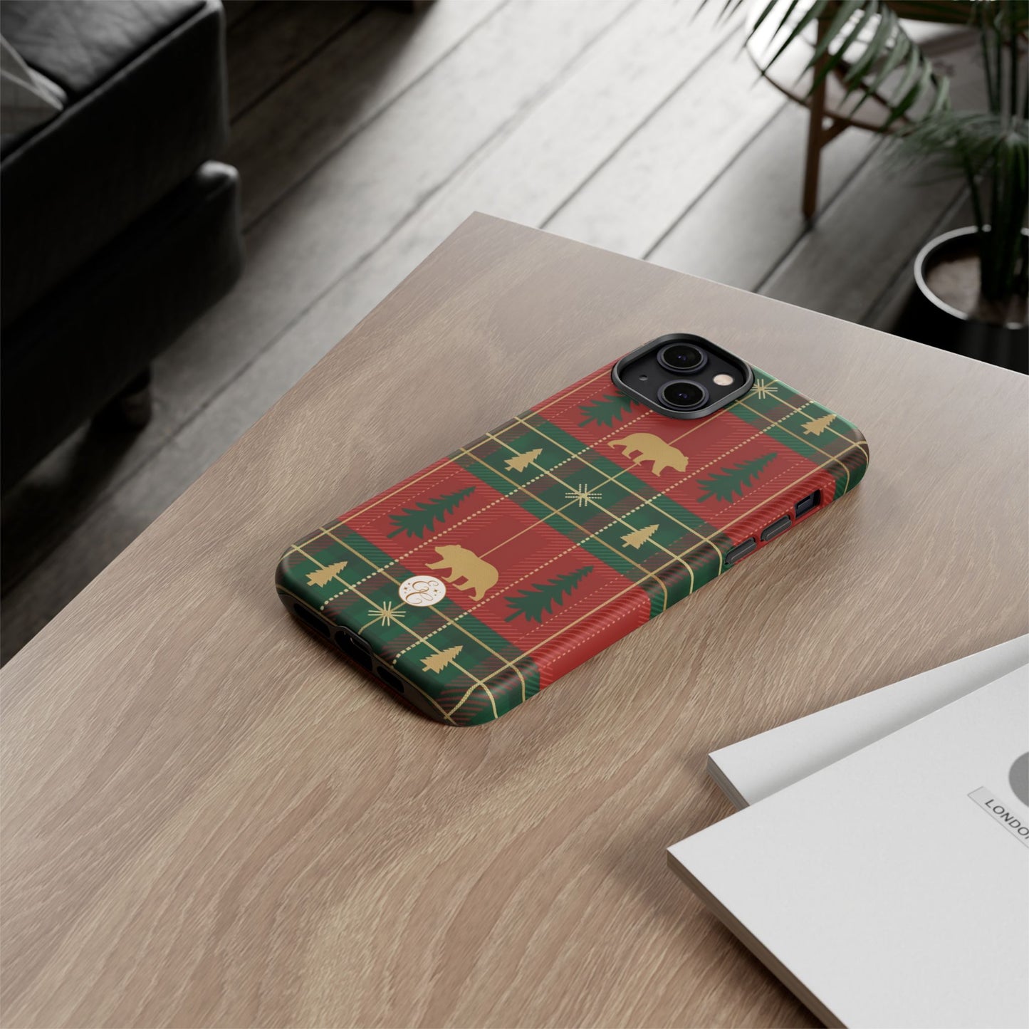 Christmas Bear Plaid Tough Phone Case