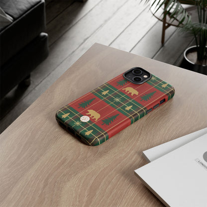 Christmas Bear Plaid Tough Phone Case