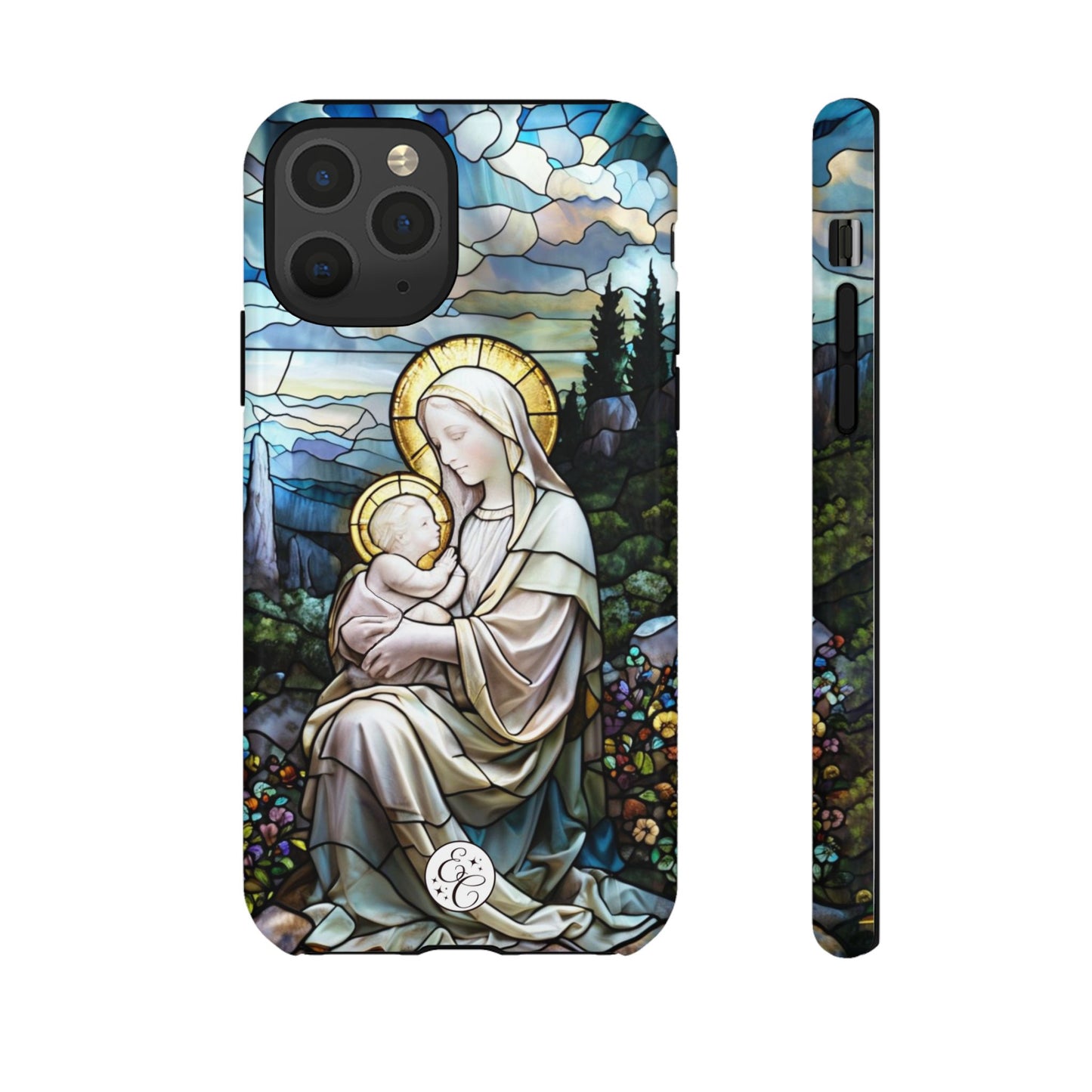 Virgin Mary with Baby Jesus Stained Glass Tough Phone Case