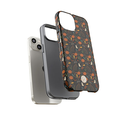Boho Halloween Black Cat Pattern Tough Phone Case