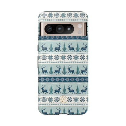 Blue Winter Reindeer Tough Phone Case