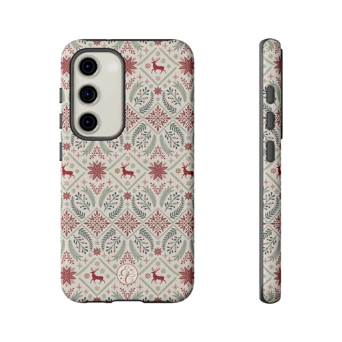 Red Reindeer Christmas Pattern Tough Phone Case