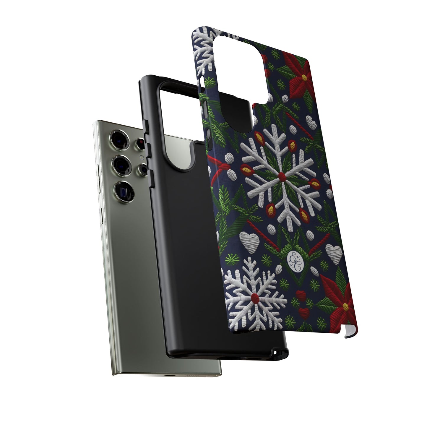 Snowflakes and Poinsettias Tough Phone Case