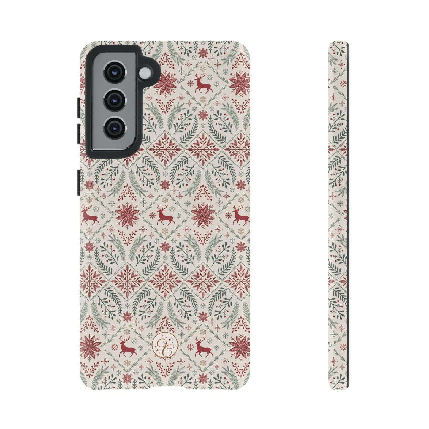 Red Reindeer Christmas Pattern Tough Phone Case