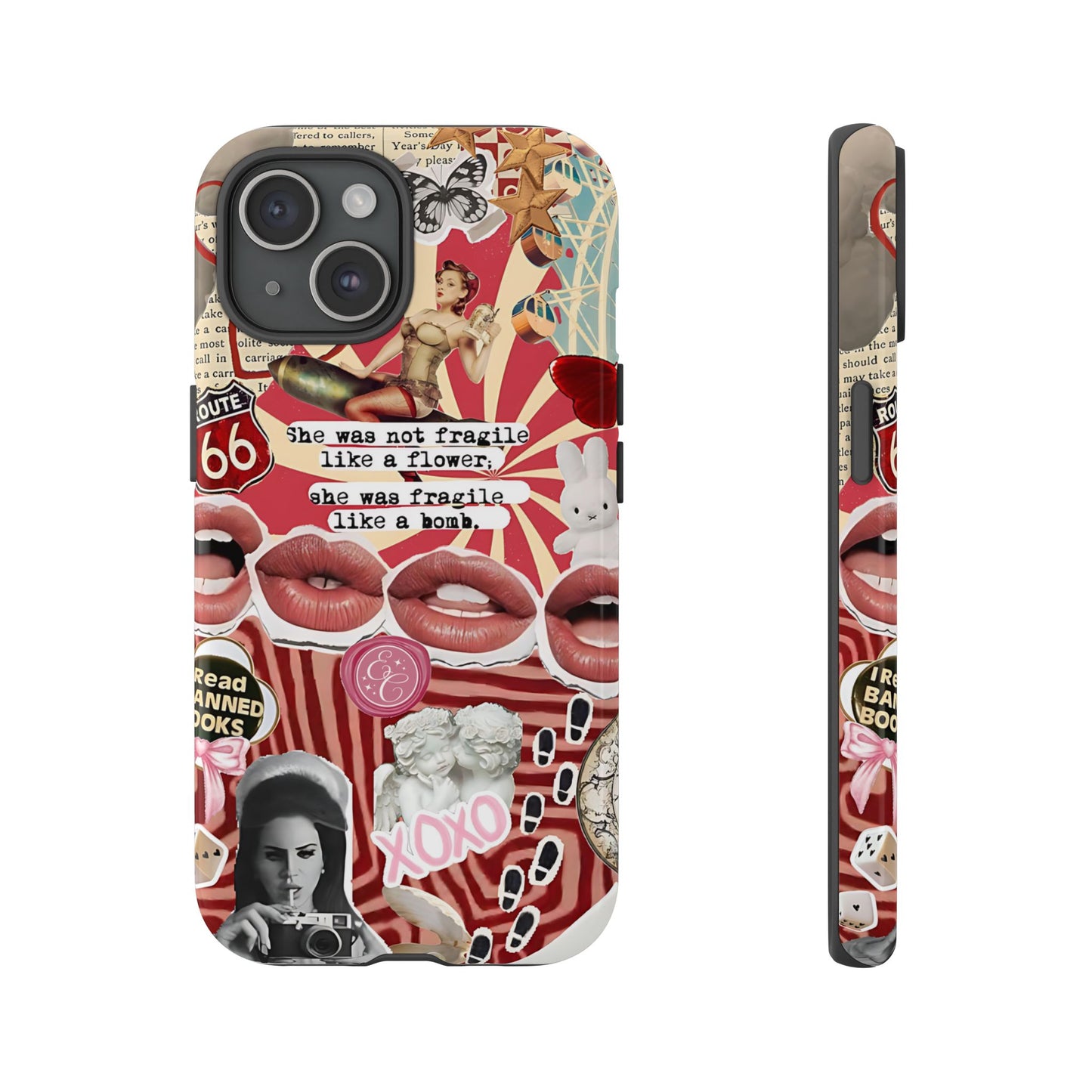 Feminine Aesthetic Retro Collage Tough Phone Case