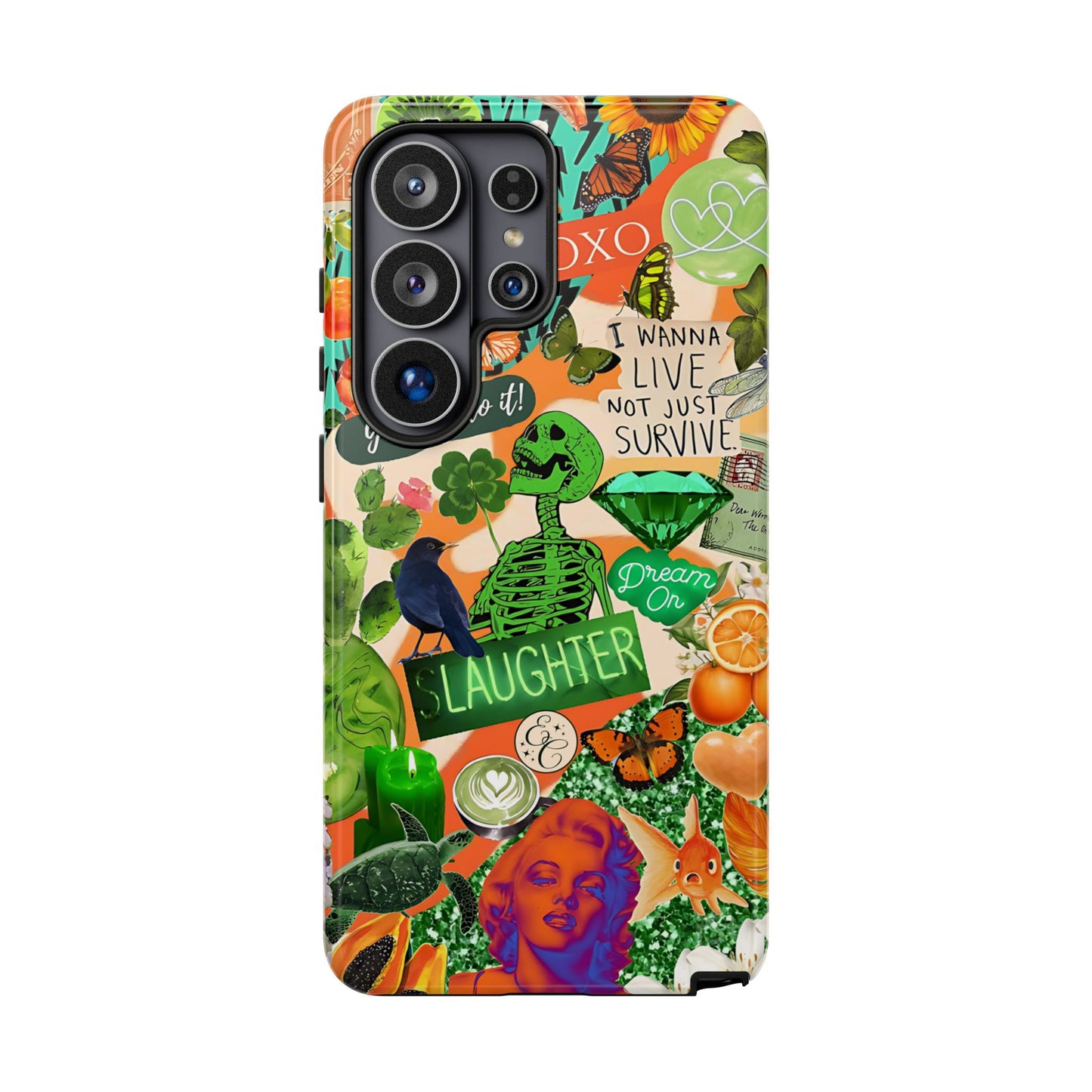Green and Orange Collage Tough Phone Case