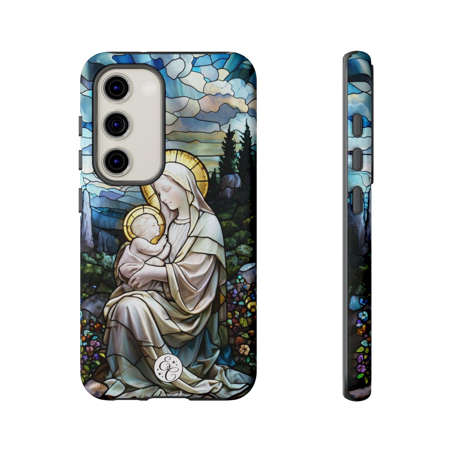 Virgin Mary with Baby Jesus Stained Glass Tough Phone Case