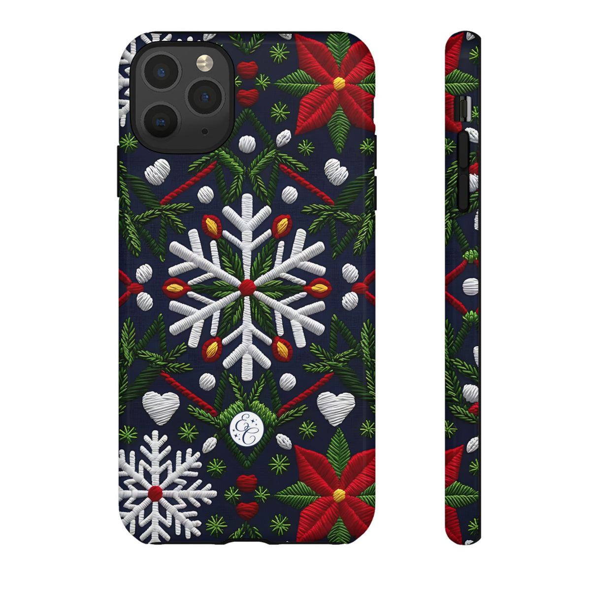 Snowflakes and Poinsettias Phone Case