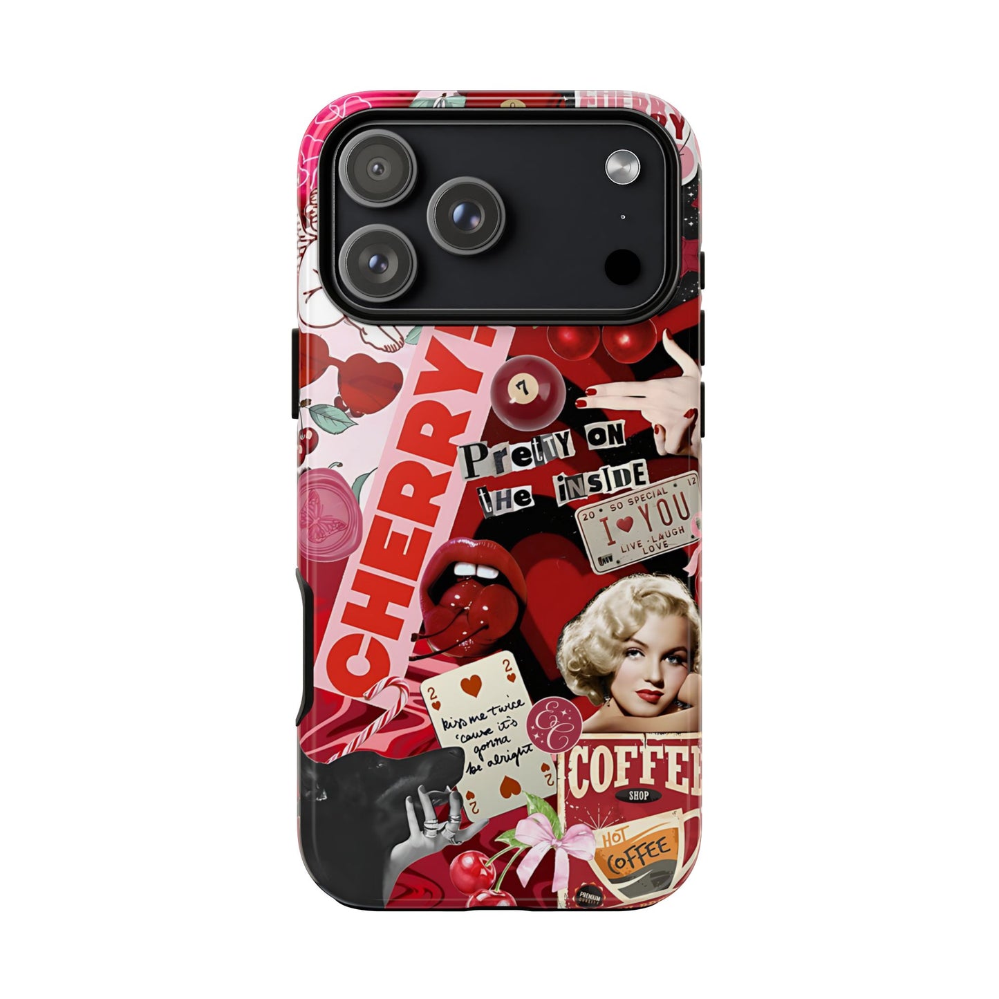 Cherry Theme Retro Collage Tough Phone Case