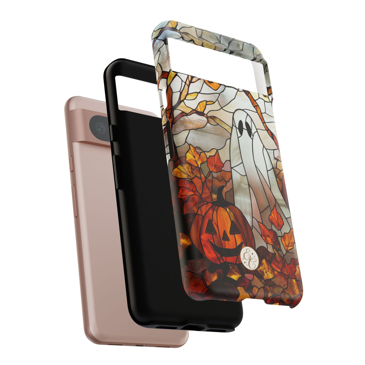 Ghost & Pumpkin Stained Glass Halloween Phone Case