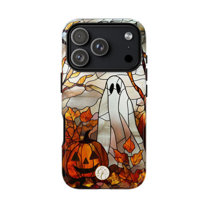 Halloween Ghost & Pumpkin Stained Glass Tough Phone Case