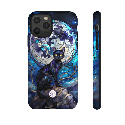 Stained Glass Black Cat Tough Phone Case