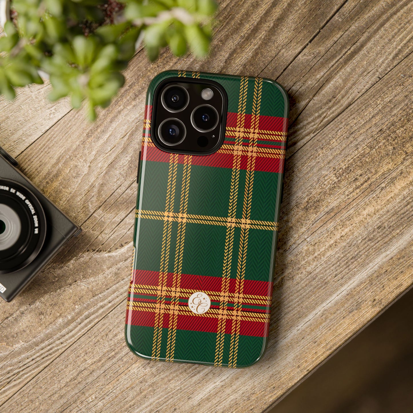 Green Red & Gold Plaid Tough Phone Case