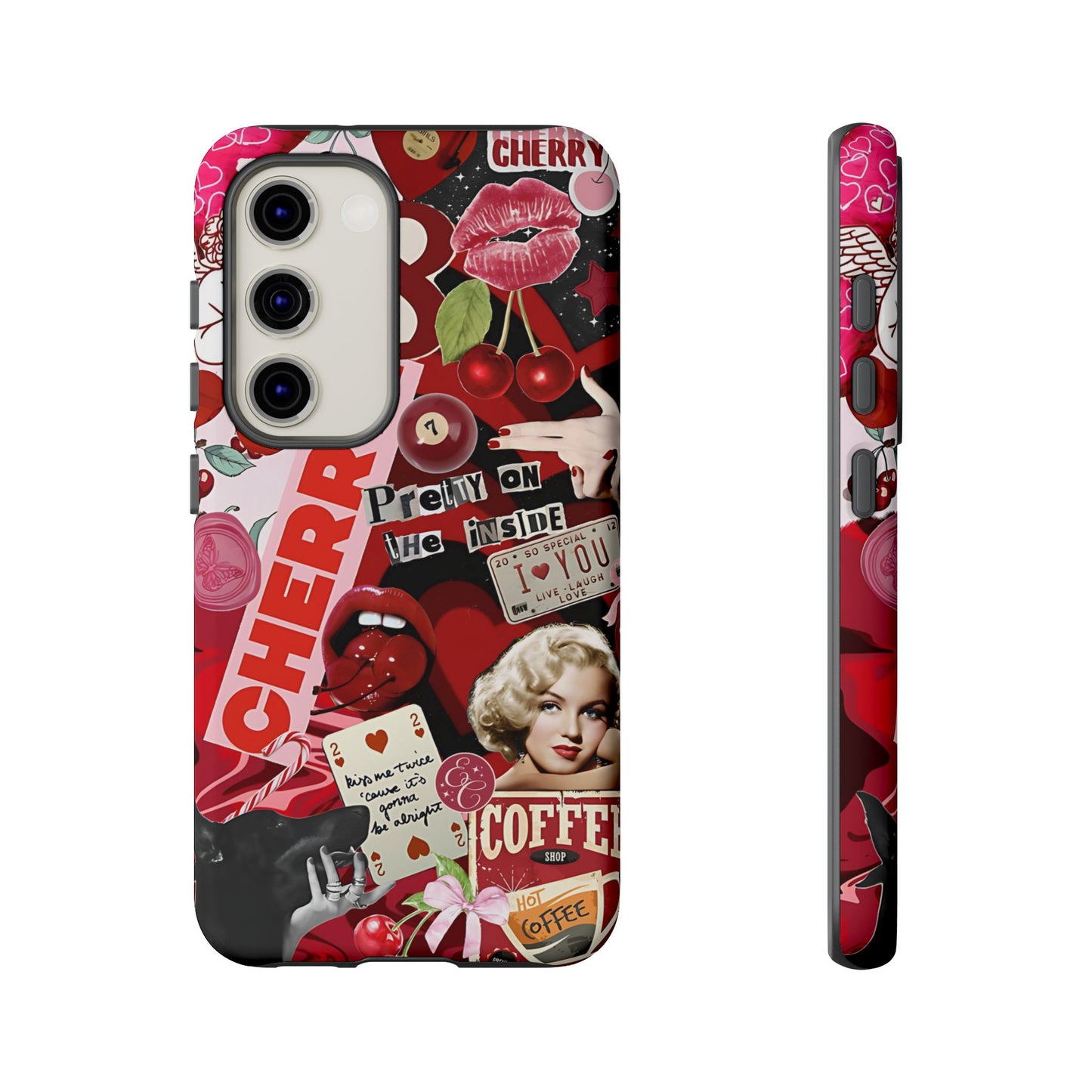 Cherry Theme Retro Collage Tough Phone Case