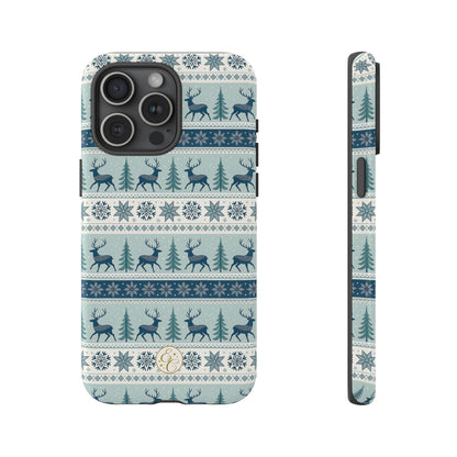 Blue Winter Reindeer Tough Phone Case