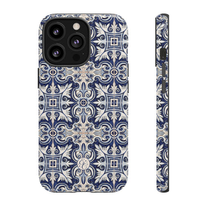 Mediterranean Floral Ceramic Pattern Tough Phone Case