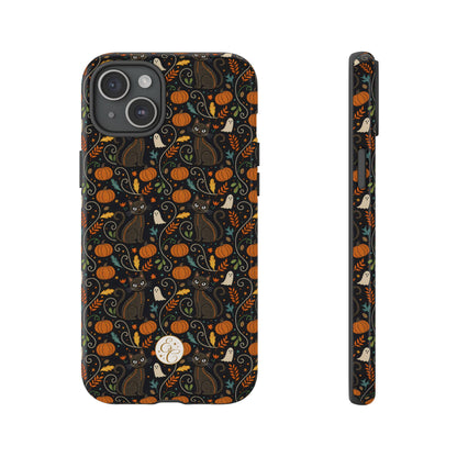 Boho Halloween Black Cat Pattern Tough Phone Case
