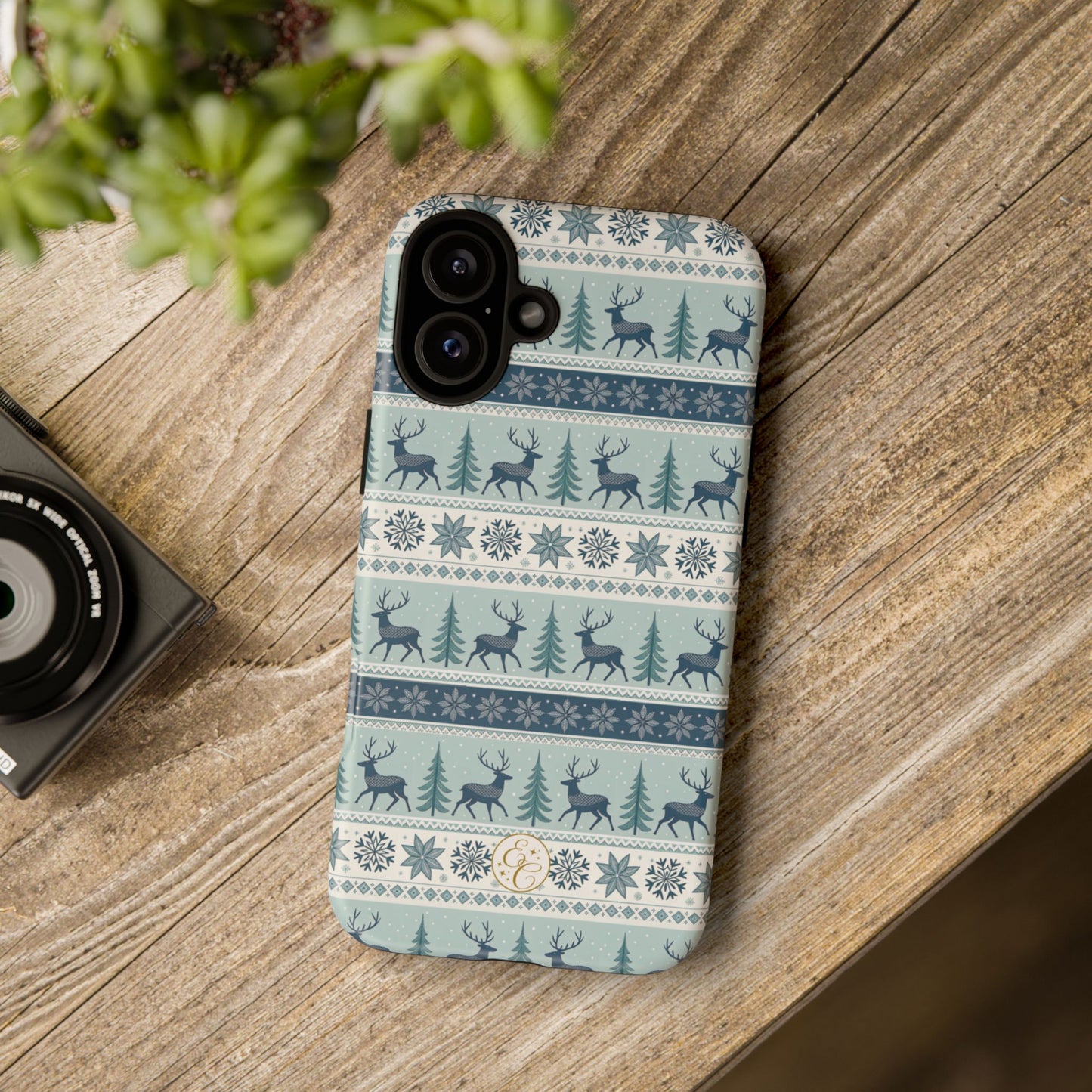 Blue Winter Reindeer Tough Phone Case