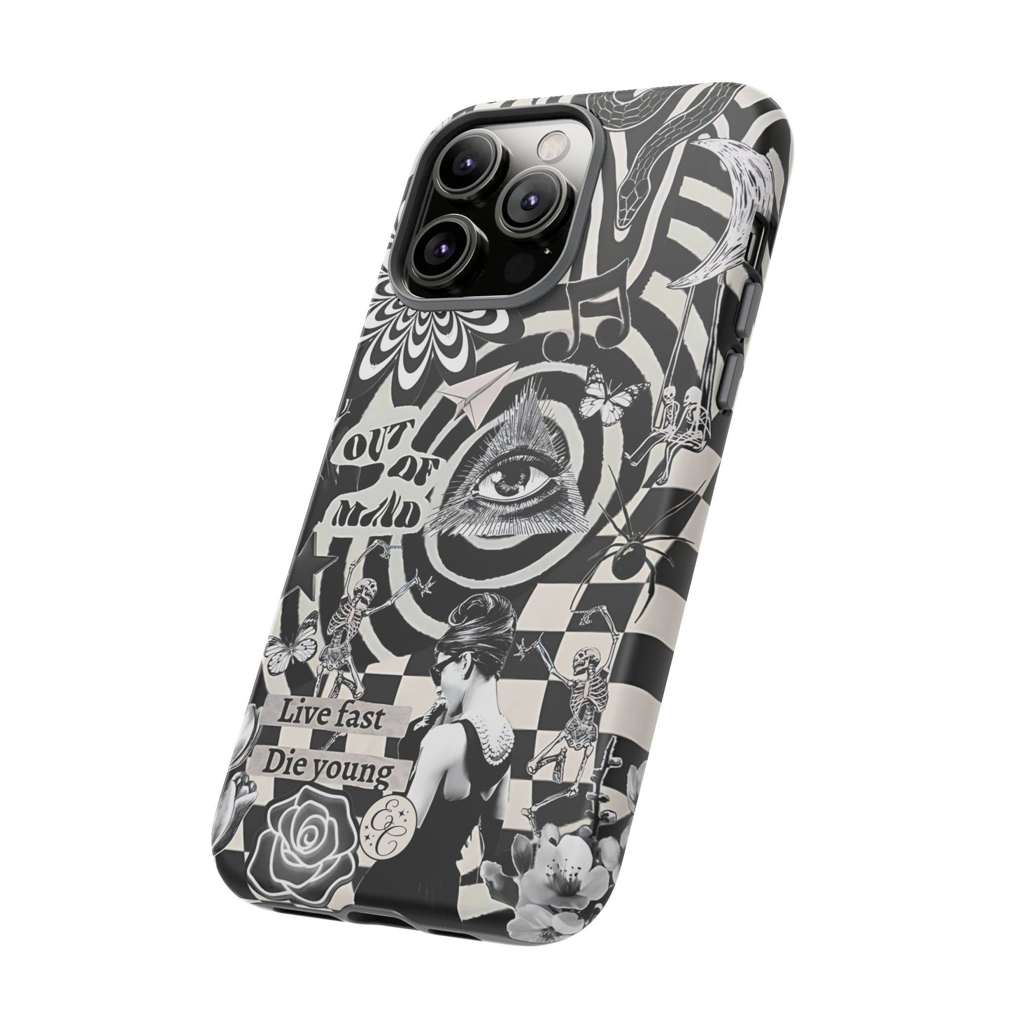 Black and White Psychedelic Art Tough Phone Case