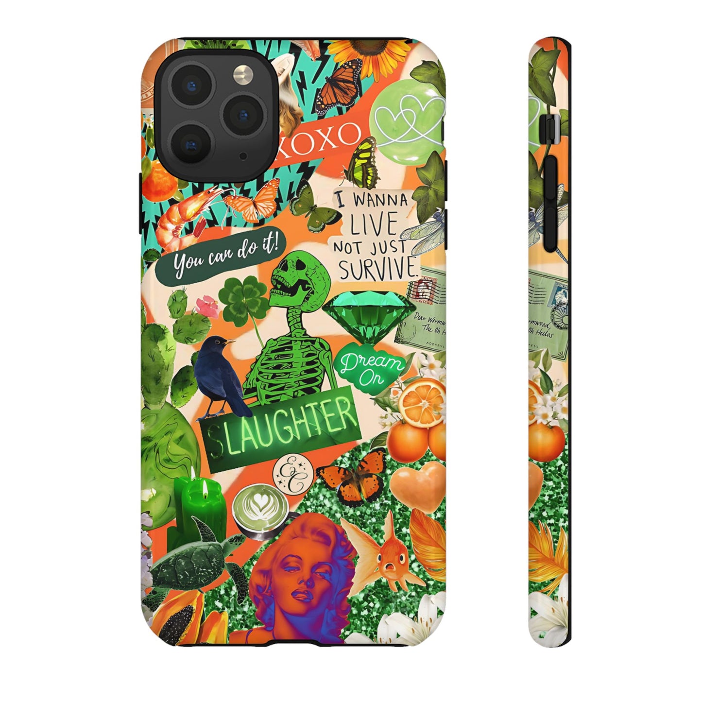 Green and Orange Collage Tough Phone Case